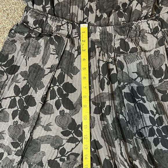 BIMBA Y LOLA WIDE LEG JUMPSUIT Large Size Gray Short Sleeves Elastic Waist Vneck - Picture 11 of 16